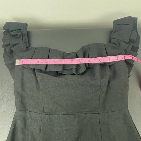 Revolve By the Way Women's Mini Dress Size S Black Ruffle Off the Shoulder Linen - Picture 7 of 9